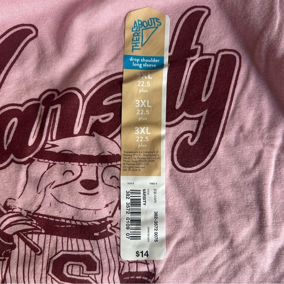 Varsity Pink Long Sleeve Women's Tee - Picture 4 of 4